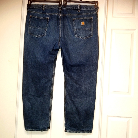 Carhartt Big Mens Denim Relaxed Fit Jean in Color Bay BD5119-M Size 48 x 32 EUC - Picture 2 of 15